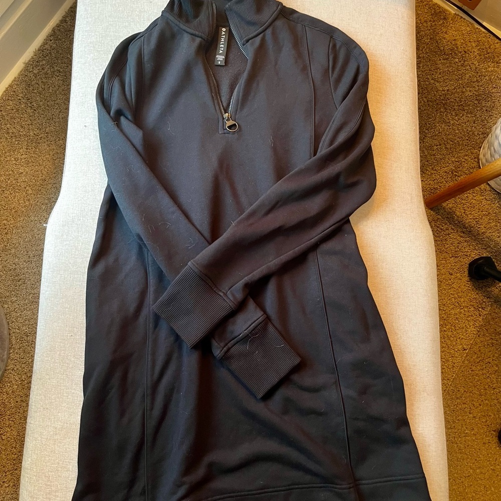 Athleta Black Zip-Up Sweater Dress